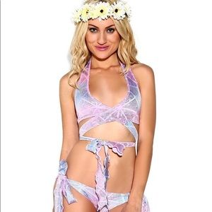 iheartraves pink disco savage wrap around top